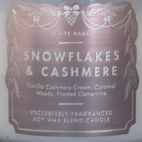 BBW Snowflakes & Cashmere White Barn Bath & Body Works 3 Wick Candle - Picture 3 of 10